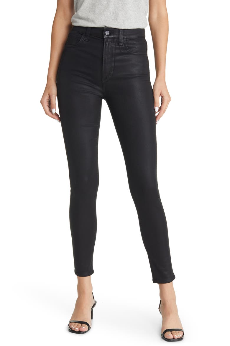 The Charlie Coated Ankle Skinny Jeans, Main, color, BLACK