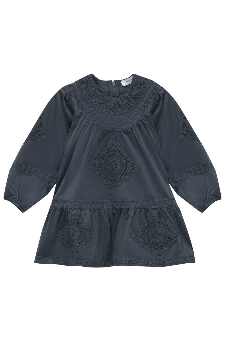 Charlotte & George Velvet Lace A-Line Dress, Main, color, Dark Grey