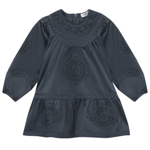 Velvet Lace A-Line Dress (Toddler, Little Kid & Big Kid)