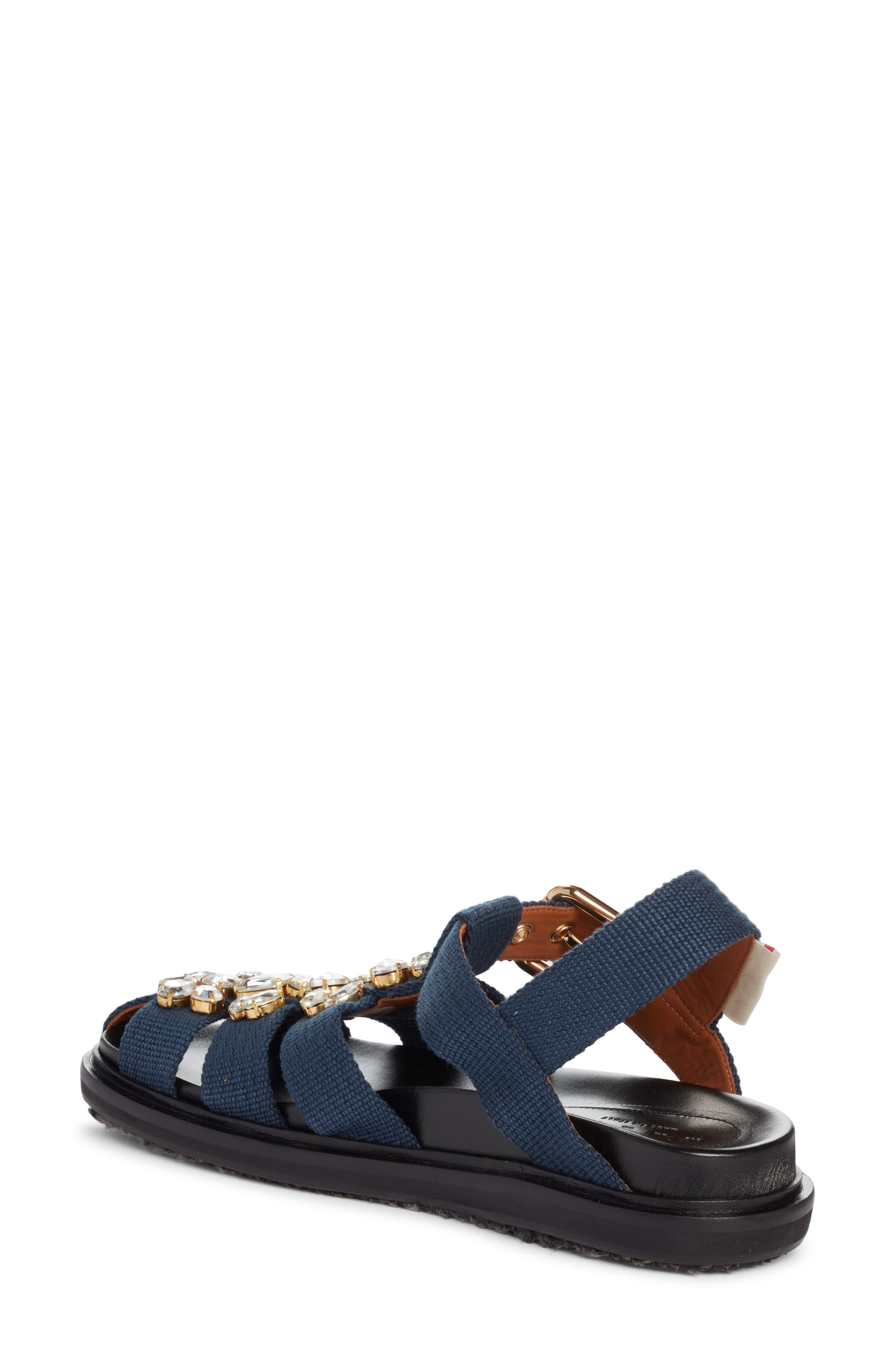 Fussbett Crystal Embellished Fisherman Sandal, Alternate, color, BLUE BLACK