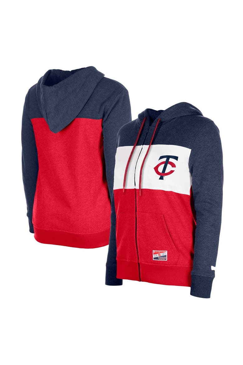 Women's New Era Navy Minnesota Twins Color Block Full-Zip Hoodie Jacket, Main, color, Navy