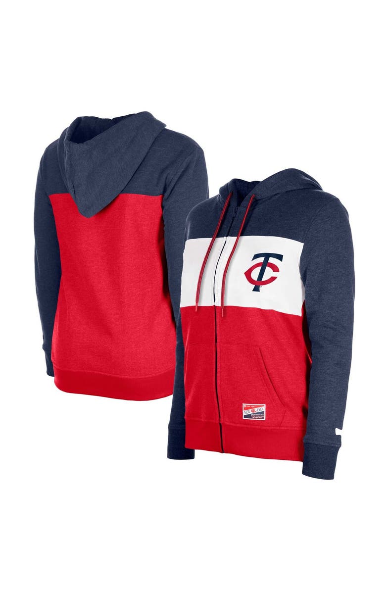 New Era Women's New Era Navy Minnesota Twins Color Block Full-Zip Hoodie Jacket, Main, color, Navy