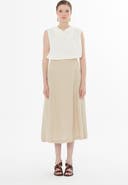 Gizia Beige Button-Closure Maxi Skirt