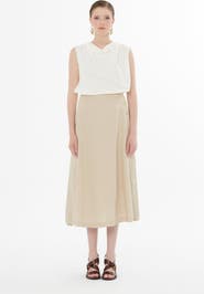 Gizia Beige Button-Closure Maxi Skirt