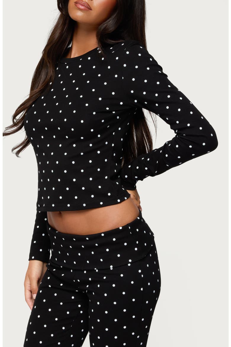 Daliya Polka Dot Crop Stretch Cotton T-Shirt, Alternate, color, BLACK