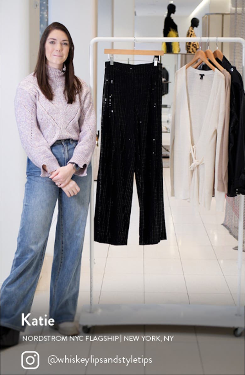 Linear Shine Sequin Wide Leg Pants, sales video thumbnail