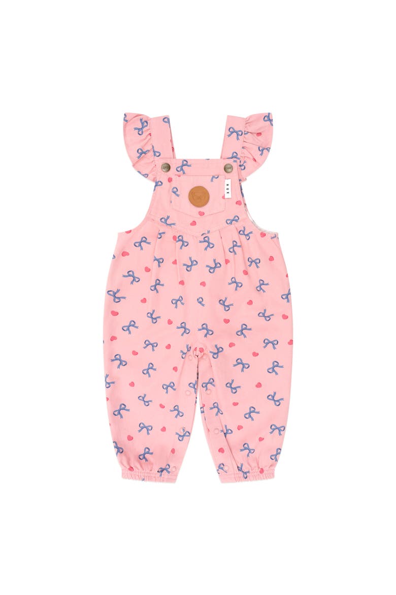 Hearts And Bows Frill Overalls, Main, color, Dusty Pink