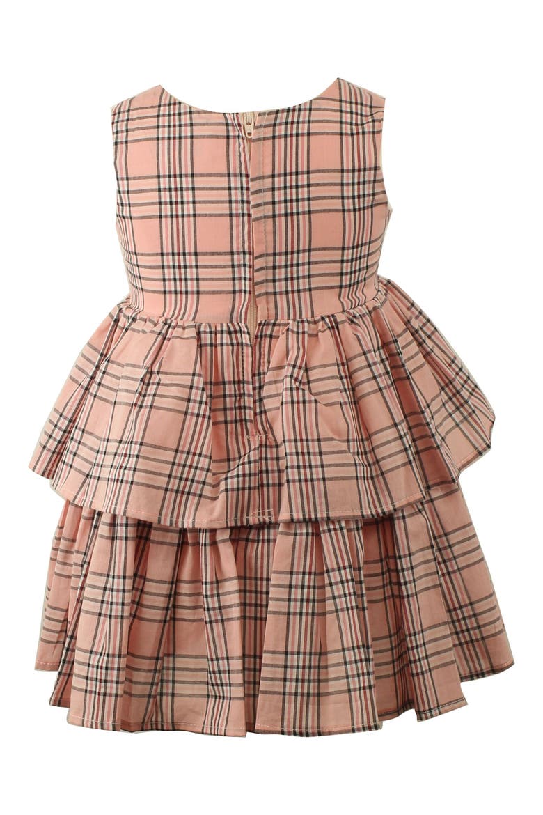 Kids' Check Print Sleeveless Tiered Party Dress, Alternate, color, PINK MULTI