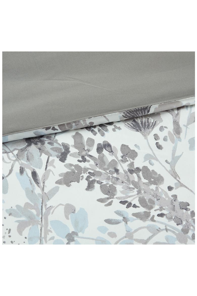 Floral Print Microfiber 5-Piece Comforter Set, Alternate, color, WHITE/ GREY/ BLUE