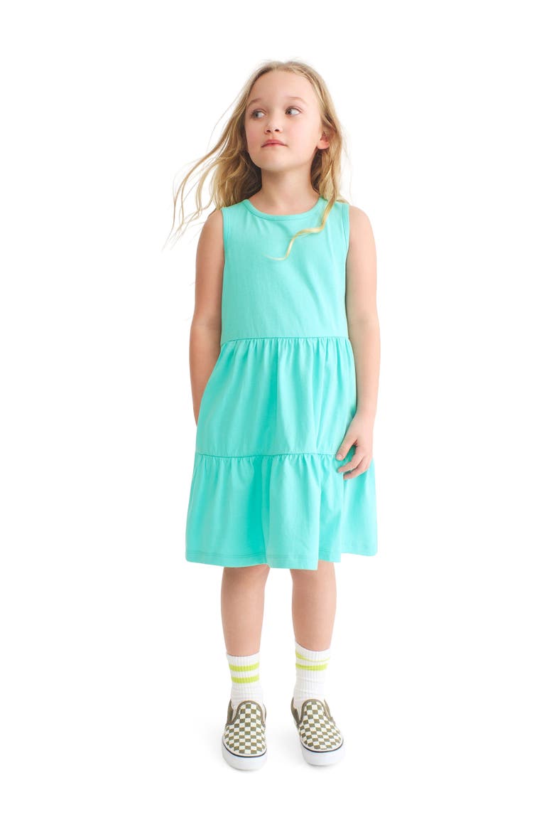 Kids Tiered Tank Dress In Solids, Alternate, color, Seahorse