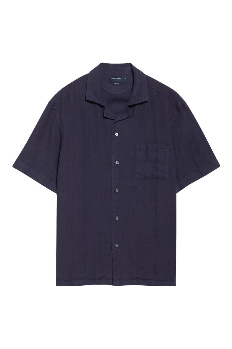 Linen Camp Shirt, Alternate, color, NAVY