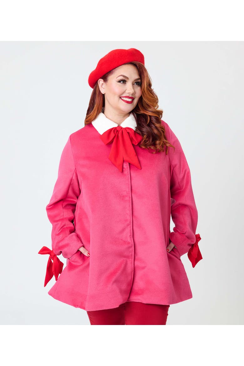 Plus Size Bow Topper Coat, Main, color, Pink W/Bows