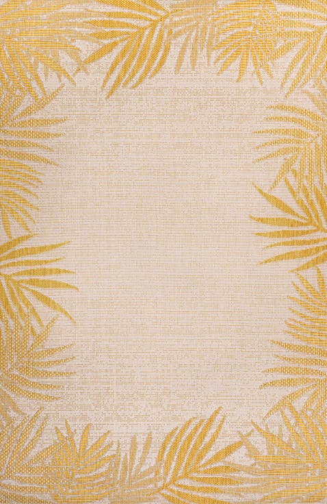 Isla Coastal Cottage Palm Frond Border Indoor/Outdoor Area Rug