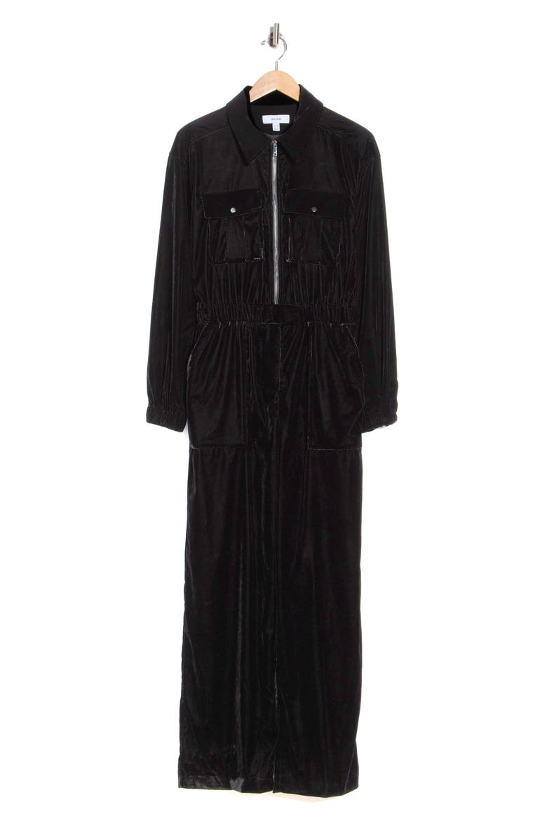 Vinnia Velvet Zip Jumpsuit, Main, color, BLACK