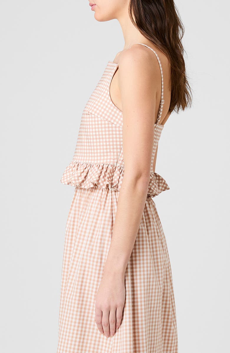 French Connection Lilah Gingham Crop Camisole, Alternate, color, Petite Gingham Almond Nude