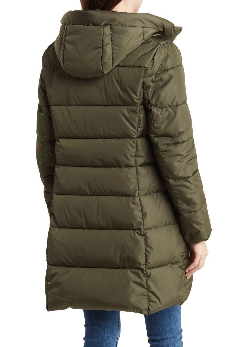 Save The Duck Taylor Shiny Hooded Water Resistant Long Puffer Jacket, Alternate, color, 