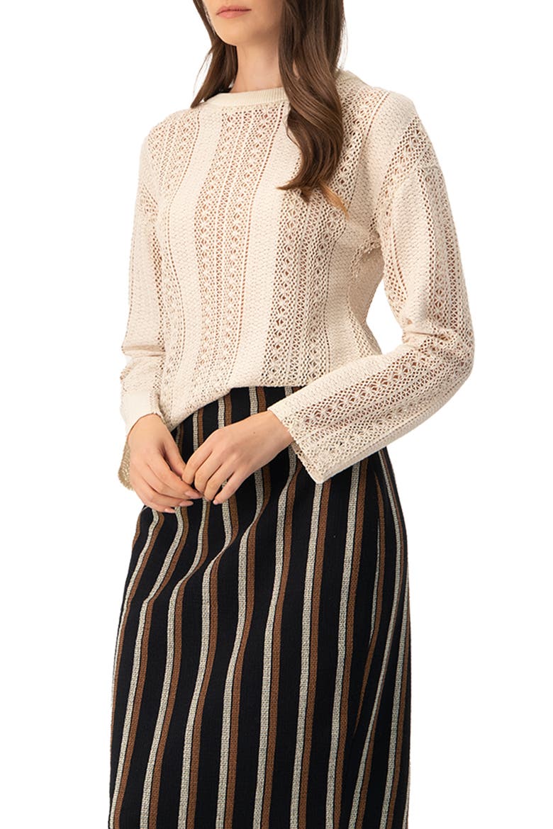 Straight Jacquard Blouse, Alternate, color, Natural