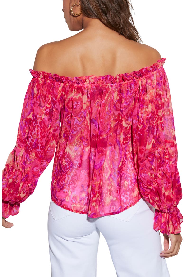 Veronica Off the Shoulder Chiffon Top, Alternate, color, FUCHSIA