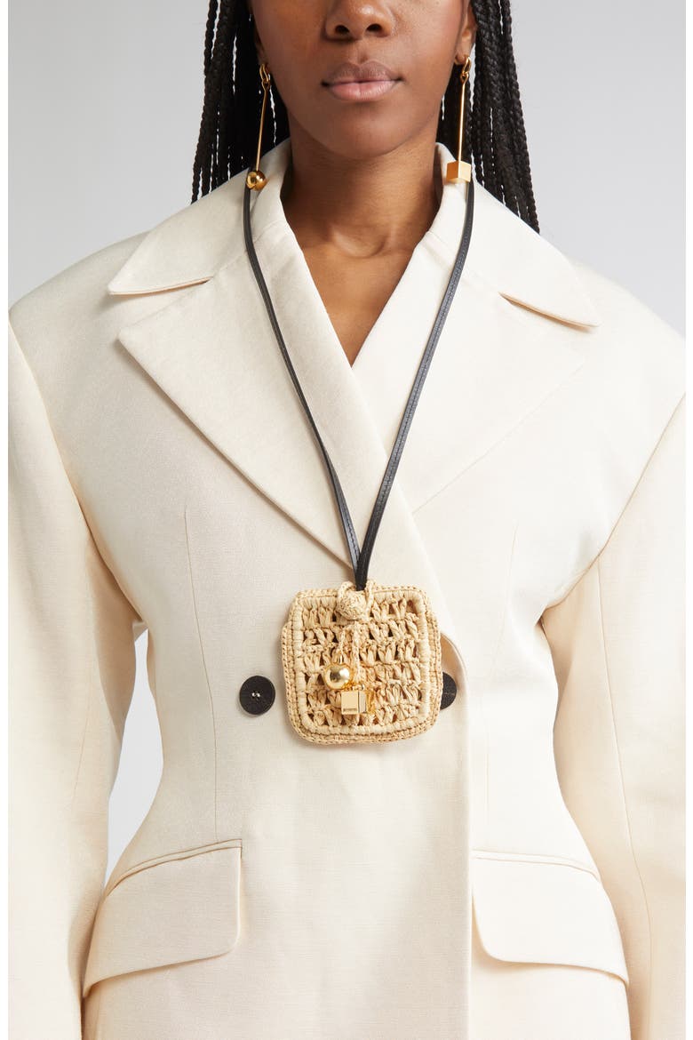 Le Porte Spiaggia Raffia AirPod Pouch, Alternate, color, NATURAL 142