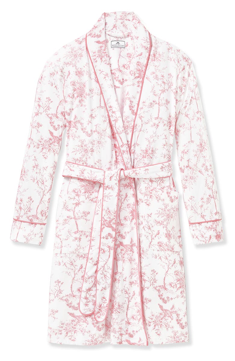 Petite Plume Print Pima Cotton Robe, Alternate, color, Pink