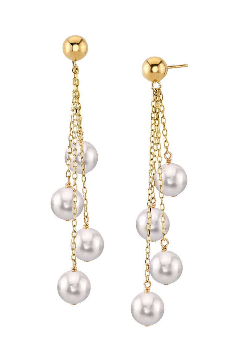 White Akoya Pearl Luciane Earrings, Main, color, Yellow Gold