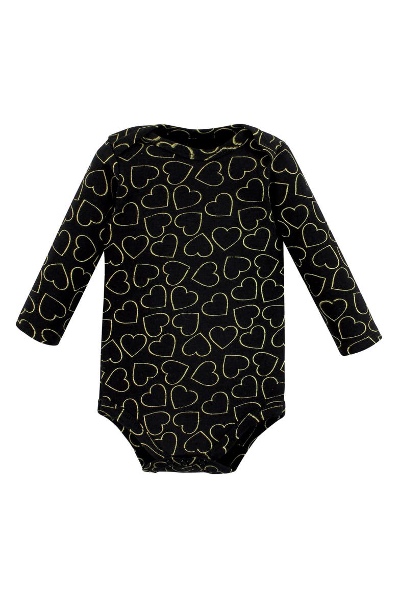 Essential Long-sleeve Cotton Bodysuit Set (5-piece), Alternate, color, Girl Mommy Red Black 5-Pack