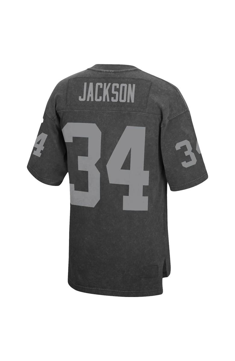 Mitchell & Ness Men's Mitchell & Ness Bo Jackson Black Los Angeles Raiders Retired Player Name & Number Acid Wash Top, Alternate, color, 