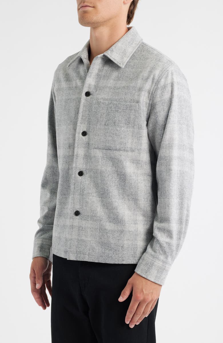 Theory Shaded Plaid Shirt Jacket, Alternate, color, Light Gray Melange