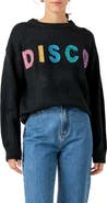 English Factory Disco Appliqué Graphic Crewneck Sweater