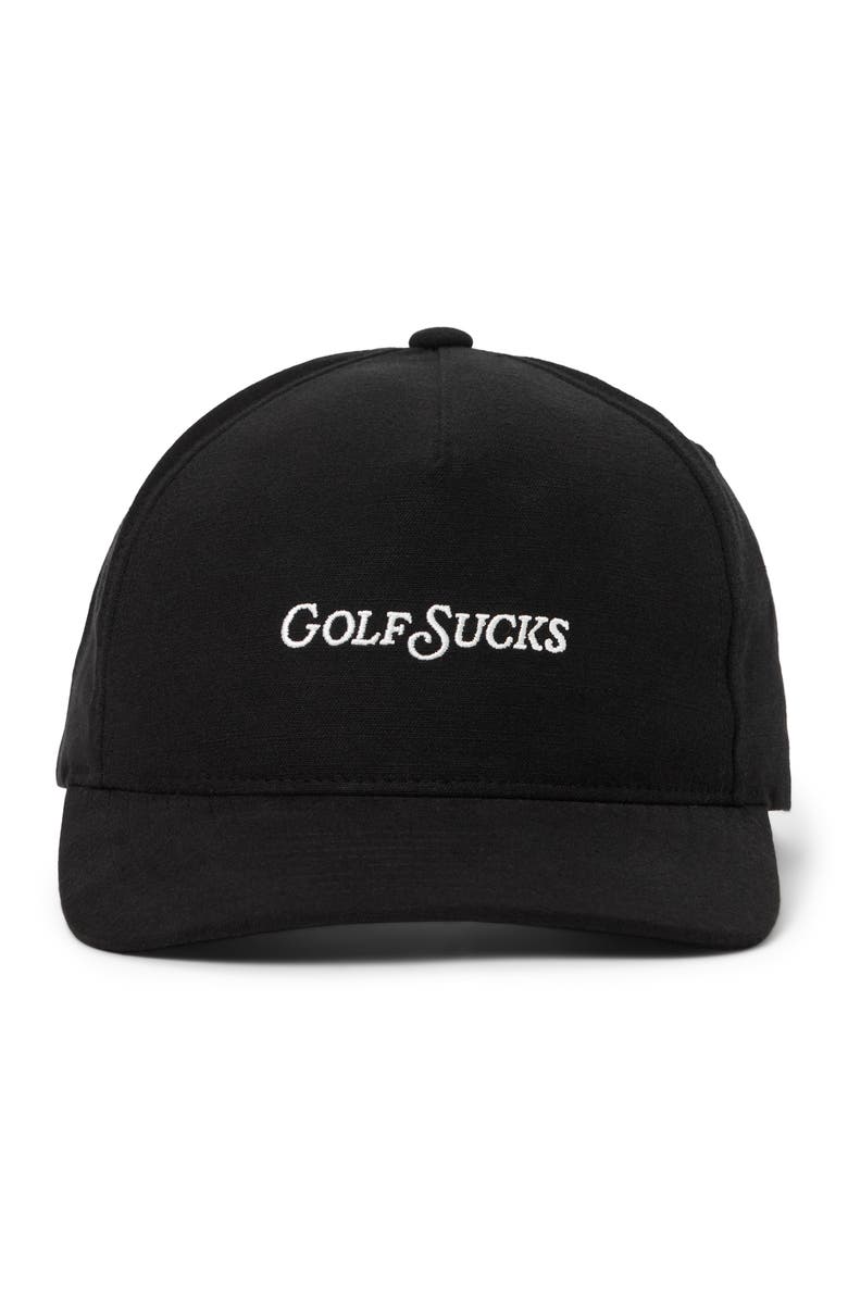 TravisMathew Golf Sucks Six-Panel Snapback Cap, Alternate, color, Black