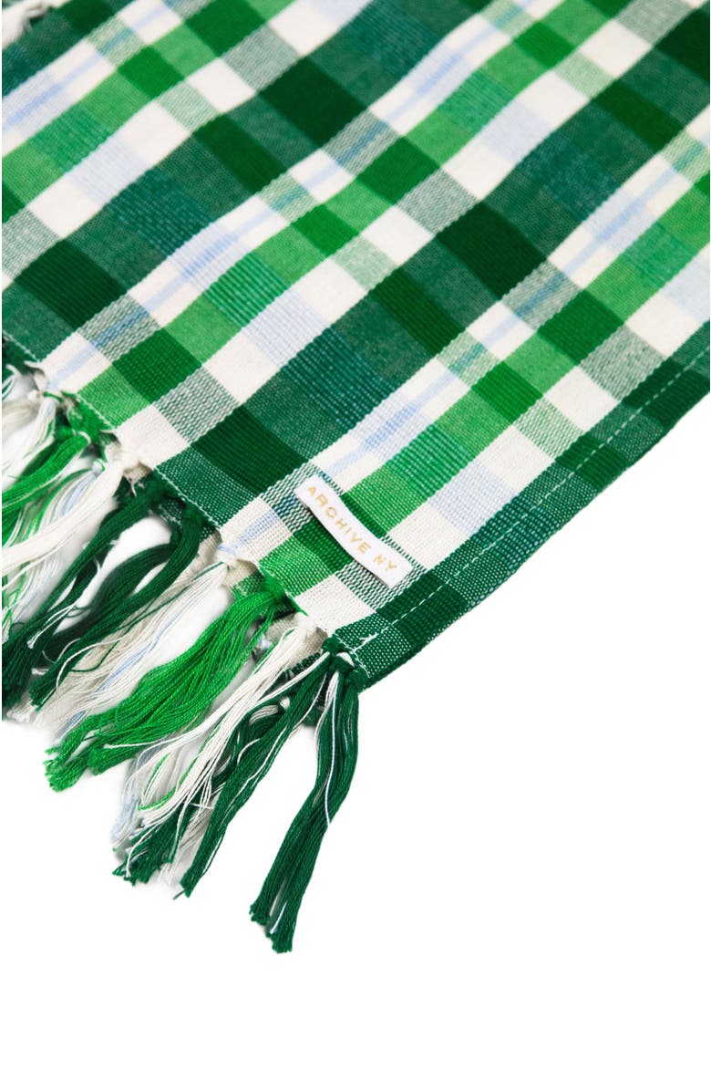 Archive New York Festive Handwoven Plaid Cotton Kitchen Towel, Alternate, color, Green