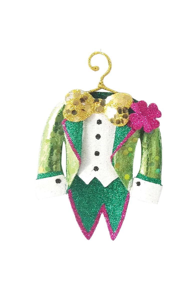 St. Patrick's Day Leprechaun Uniform Set of 3 Tree Ornaments, Alternate, color, Green
