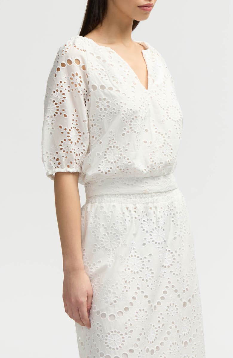 NVLT Eyelet Puff Sleeve Top, Alternate, color, White
