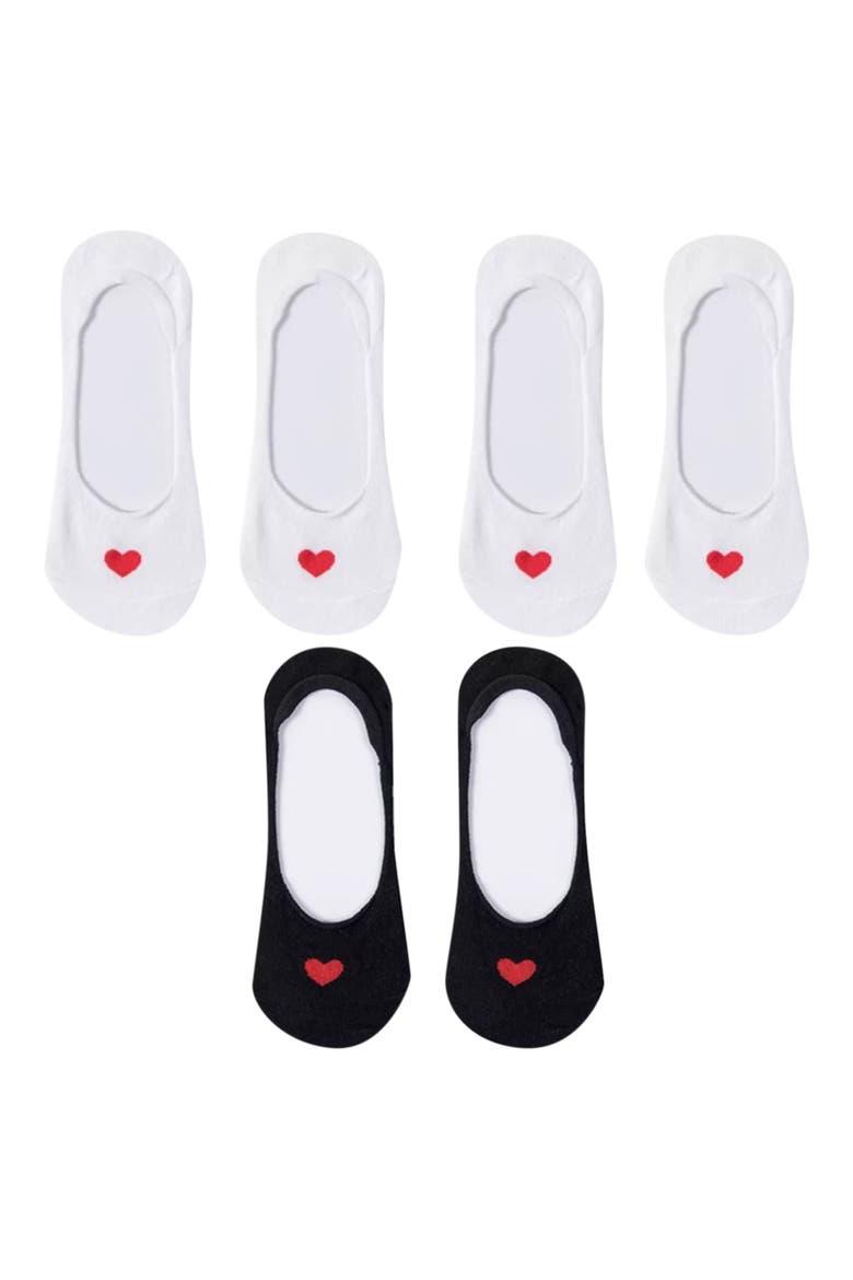 Assorted 3-Pack Secret Heart No Show Socks, Main, color, BLACK WHITE