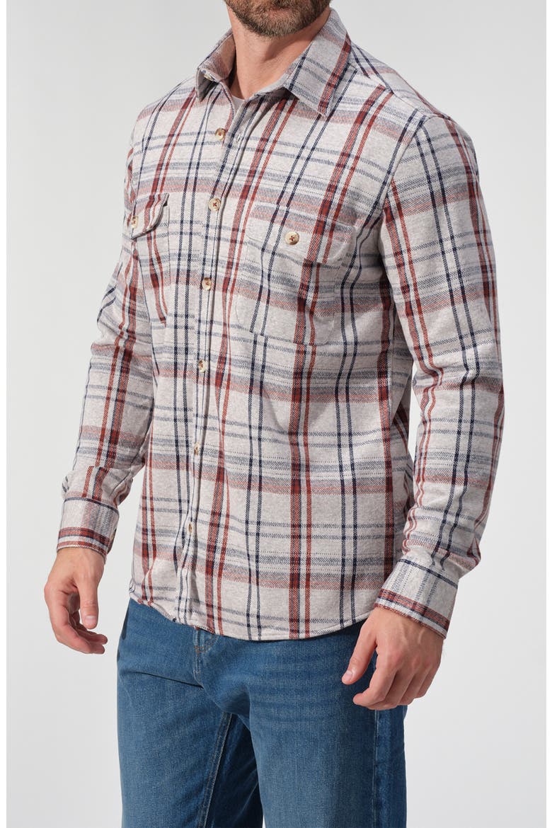 Plaid Knit Button-Up Shirt, Alternate, color, OAT