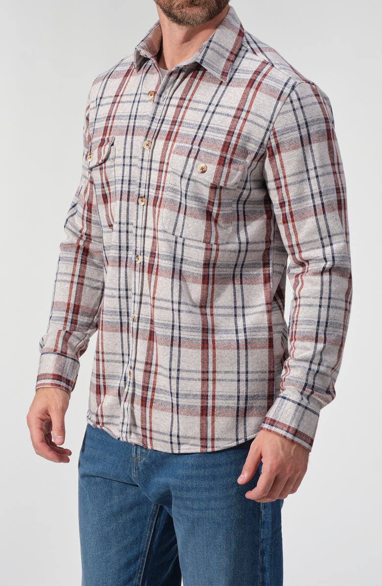 Plaid Knit Button-Up Shirt