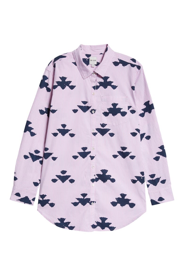 Stamped Stripe Stretch Cotton Button-Up Shirt, Alternate, color, PINK MULTI