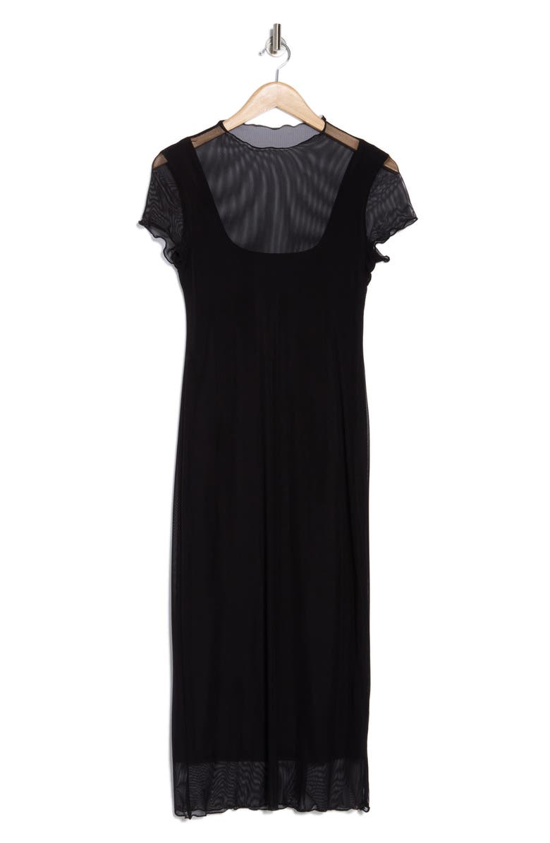 bebe Mesh T-Shirt Maxi Dress, Alternate, color, Black