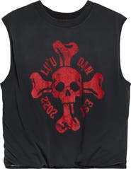 LU'U DAN Wadded Cotton Graphic Muscle Tee