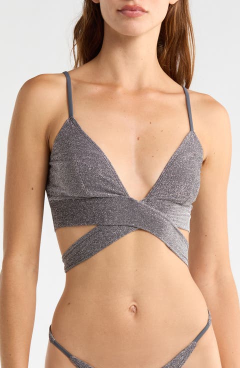 Sydney Metallic Tie Front Bikini Top