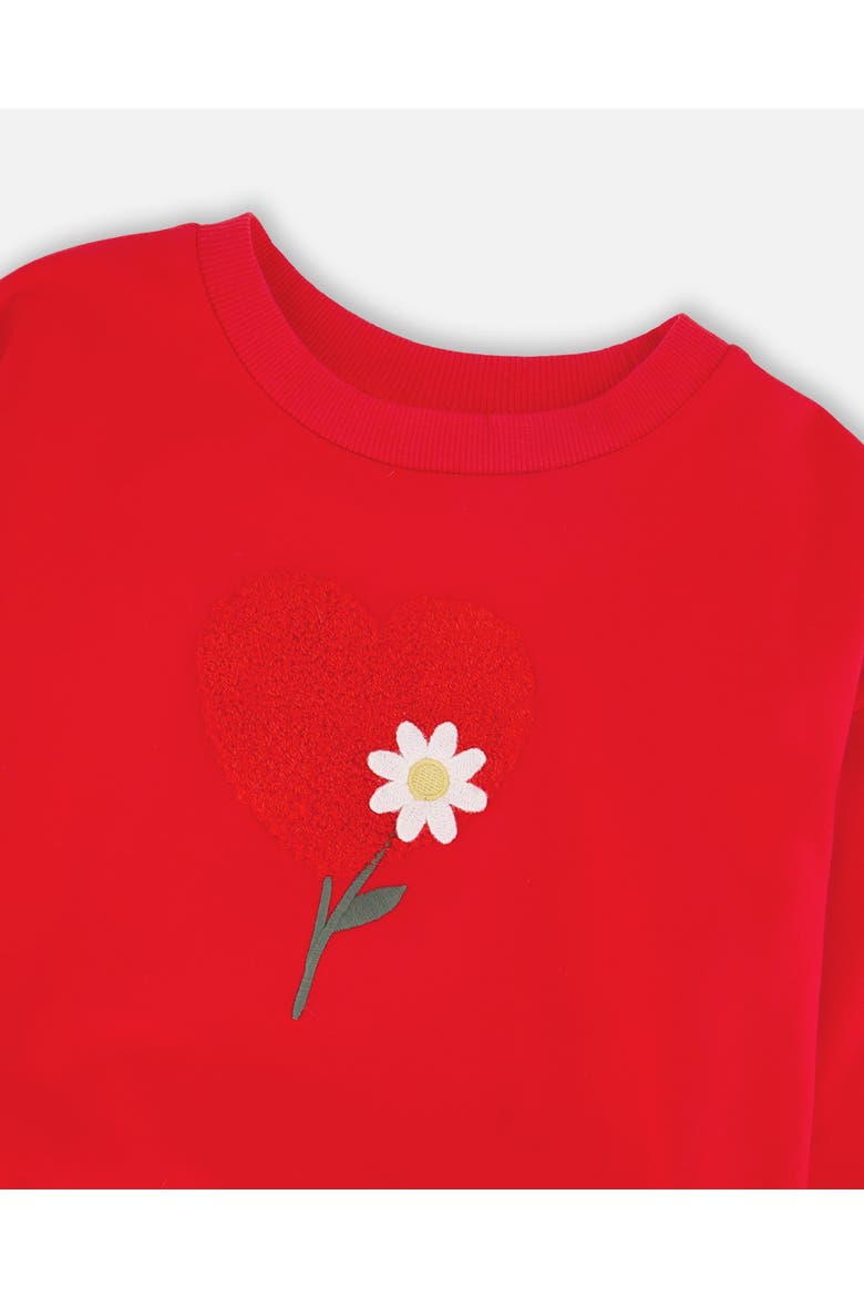 French Terry Heart and Flower Embroidery Sweatshirt, Alternate, color, Red