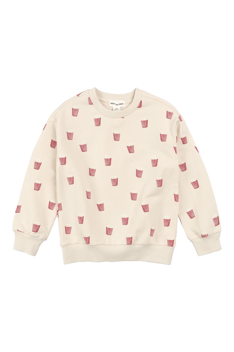 Kids' Popcorn Print French Terry Sweatshirt, Main, color, BEIGE