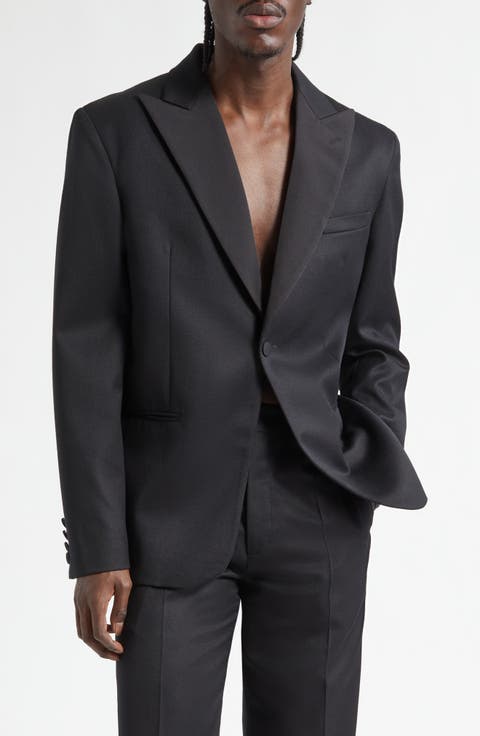 Peak Lapel Black Wool Tuxedo Jacket
