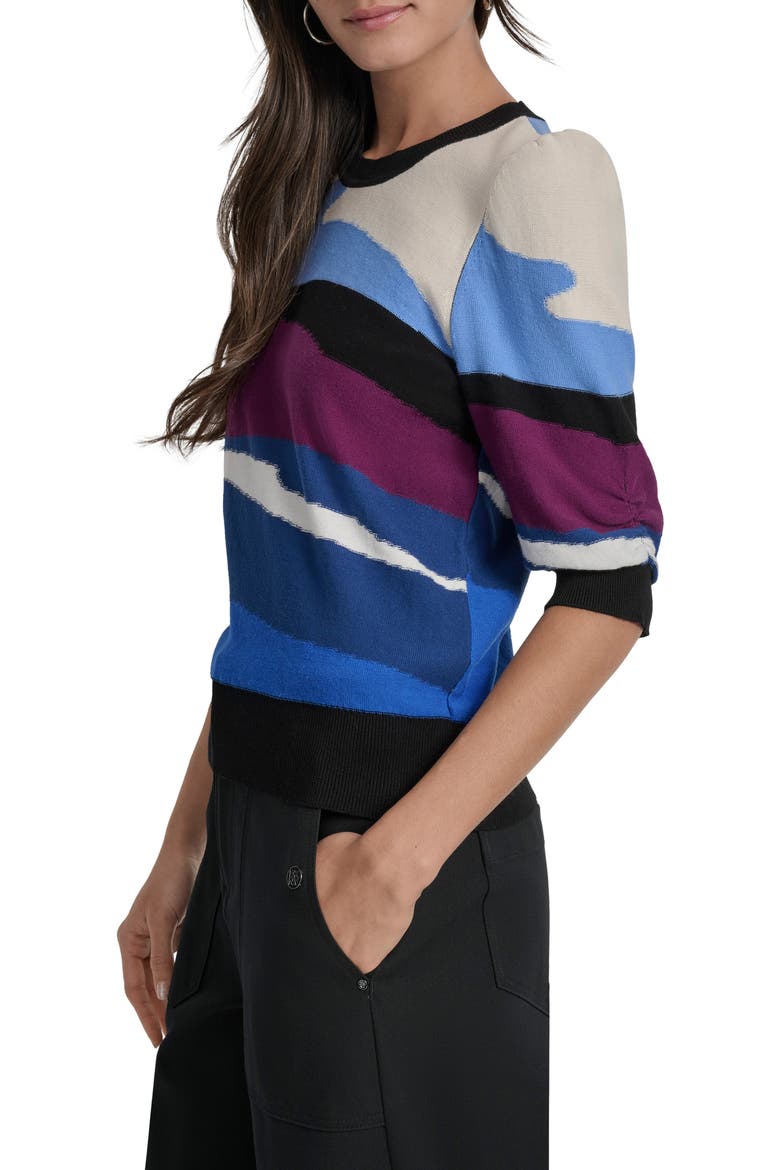 Abstract Pattern Three-Quarter Sleeve Sweater, Alternate, color, ULTRA BLUE