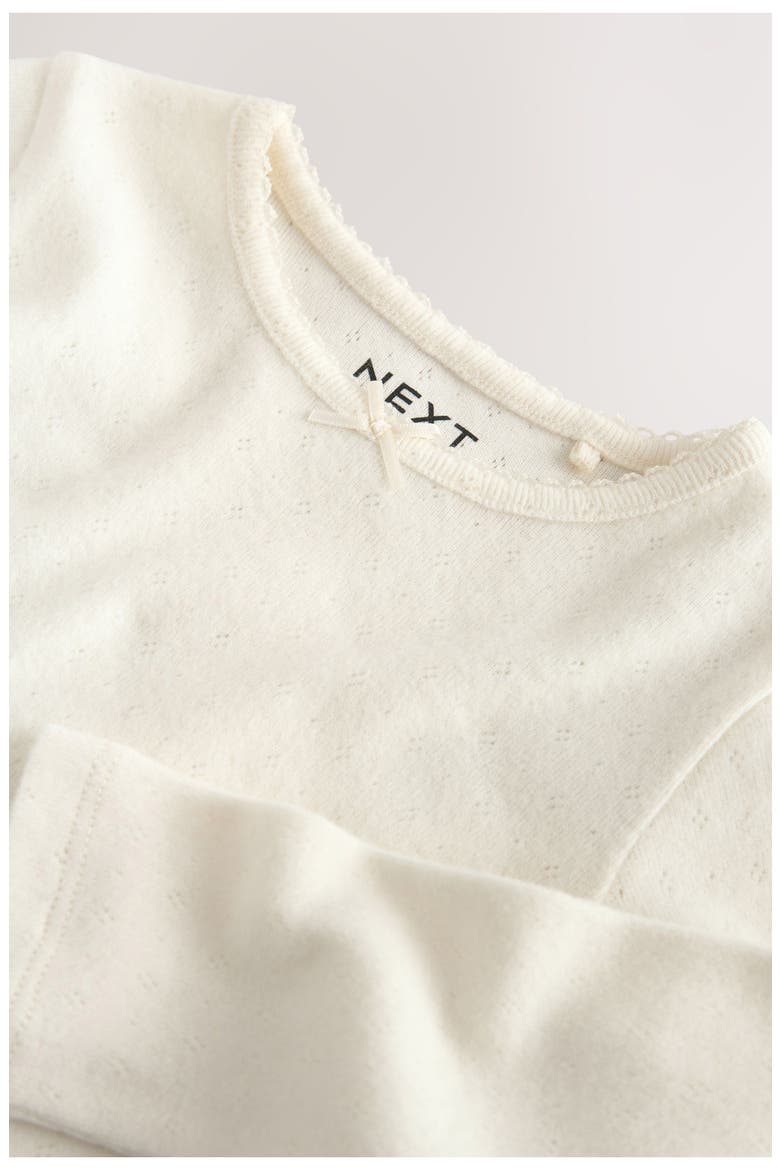 Kids' Long Sleeve Cotton Pointelle Top, Alternate, color, WHITE
