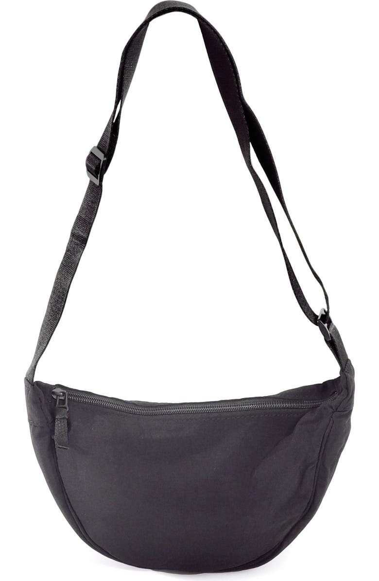 Adornia Black Sporty Adjustable Moon Bag, Alternate, color, Black