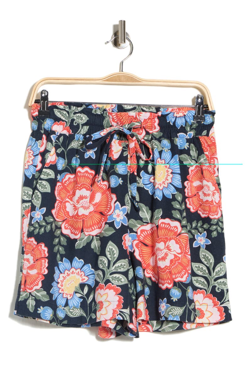Floral Drawstring Shorts, Alternate, color, NAVY SUMMER BLOOM