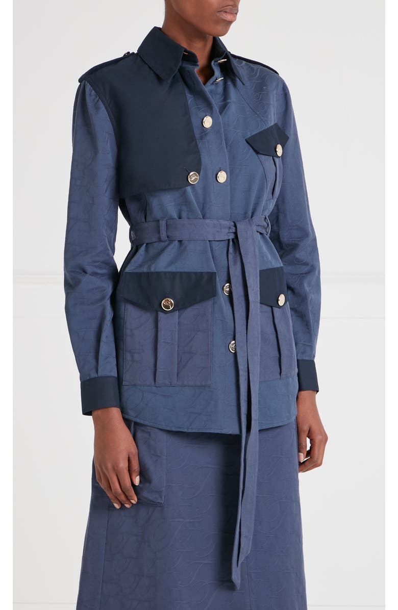 Temperley London Victory Shirt Jacket, Alternate, color, Sea Blue