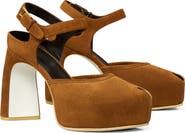 Tory Burch Ankle Strap Peep Toe Platform Pump