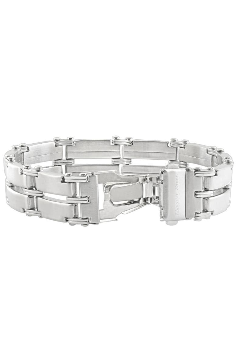 Men's Single Tone Steel and Double Wide LInk  8.5" 15mm Bracelet, Alternate, color, Stainless Steel